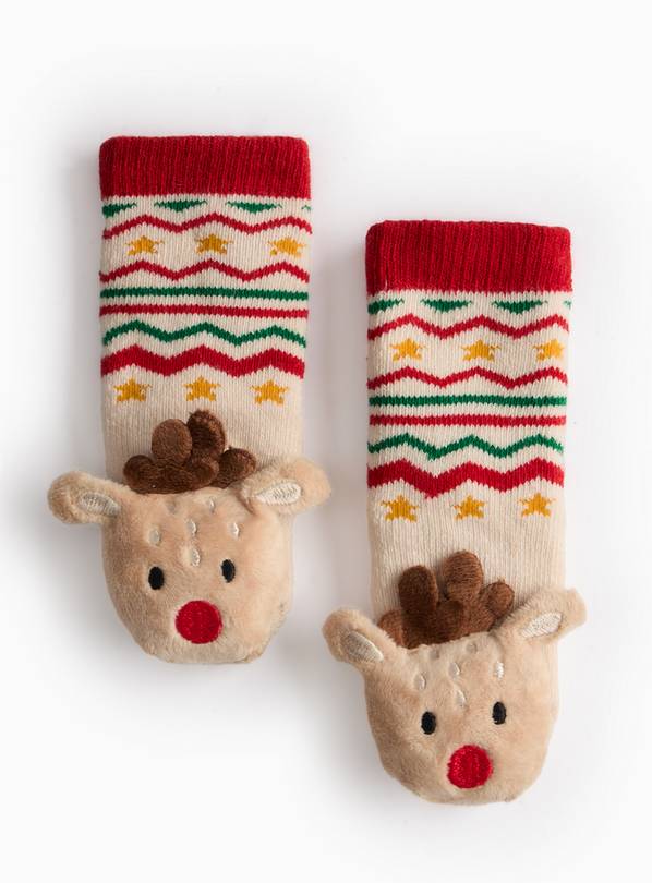 Christmas Reindeer Rattle Socks 12-24 months